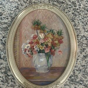 Floral Still Life in Ornate Gold Frame